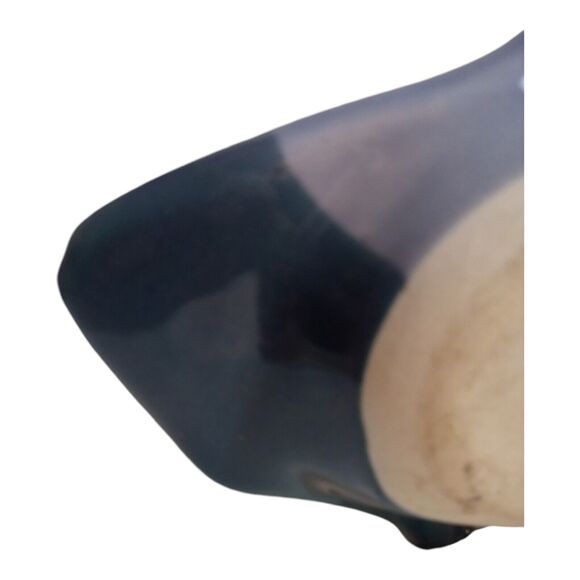 Kent Follette Signed Art Pottery 12½" Royal Blue Floral Fish Shaped Tray - Picture 10 of 10